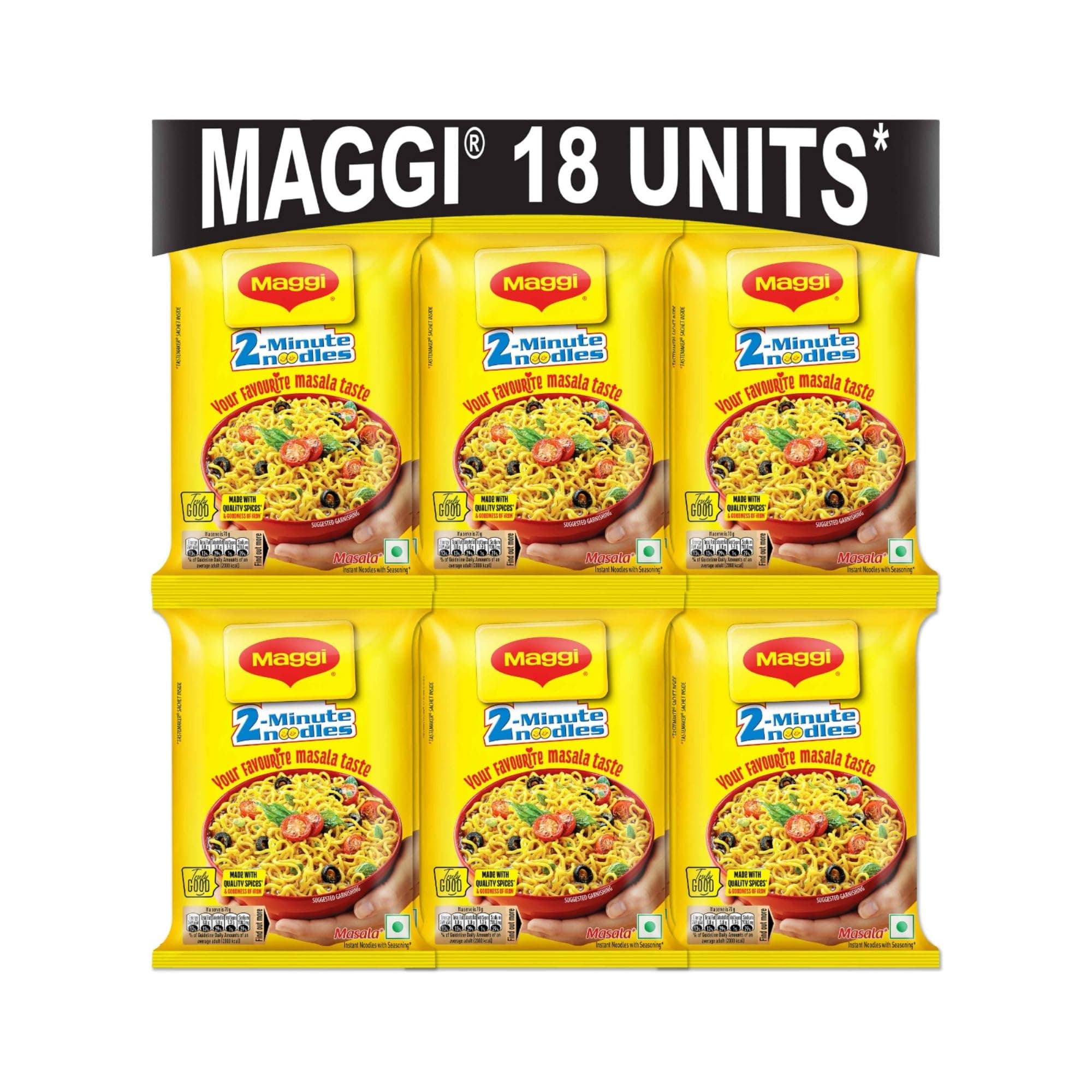 Maggi 2-Minute Noodles Masala, 70g ( pack of 18)