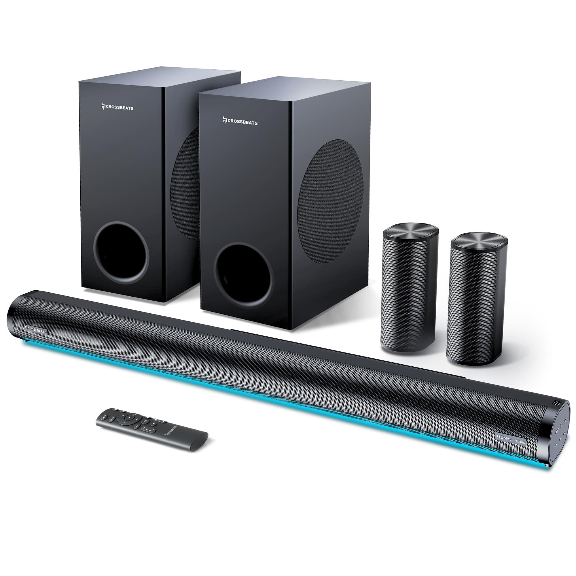 CrossBeats Blaze B2000 5.2 Dolby Home Theater Speaker 900W for TV with 2 subwoofer Satellite Speakers, soundbar for Smart tv | HDMI, ARC, USB & Aux | ...