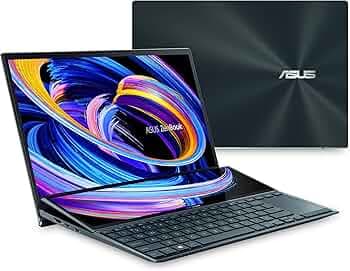 ASUS ZenBook Duo 14 UX482 14” FHD NanoEdge Touch Display, Core i7-1195G7, GeForce MX450, 32GB RAM, 1TB SSD, Innovative ScreenPad Plus, Windows 11 Pro, WiFi 6E, Celestial Blue, UX482EGR-XB77T