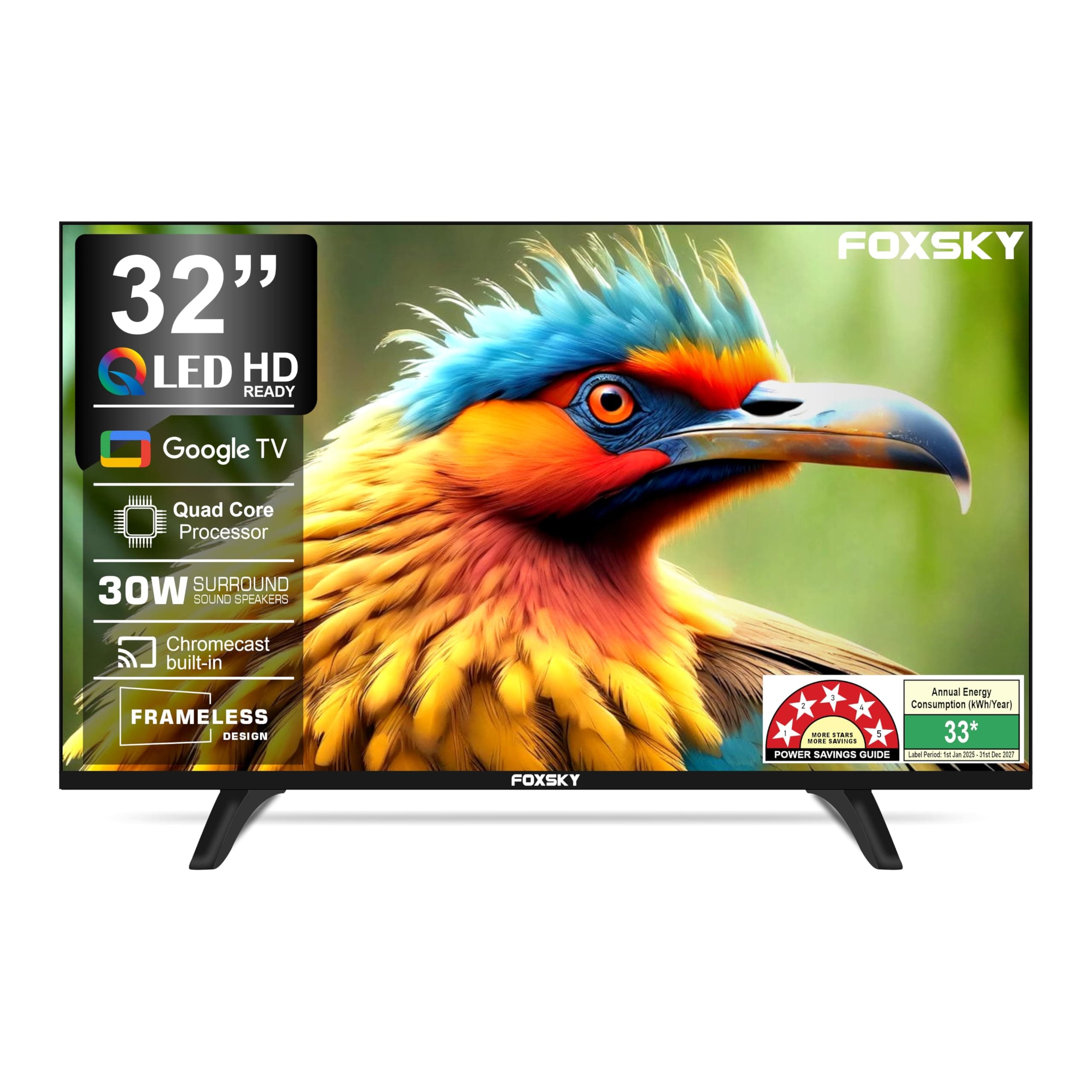 Foxsky 80 cm (32 inches) Full HD Smart LED TV 32FS-VS (Black) (2021 Model) | With Voice Assistant