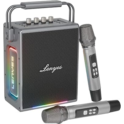 Lenyes Titan 1 Bluetooth Party Speaker | 180W Peak | 2 Wireless UHF Mics | RGB Lights | TWS Stereo | IPX6 Waterproof | 15000mAh Battery | AUX/USB/TF/OTG | Lenyes Audio App Support