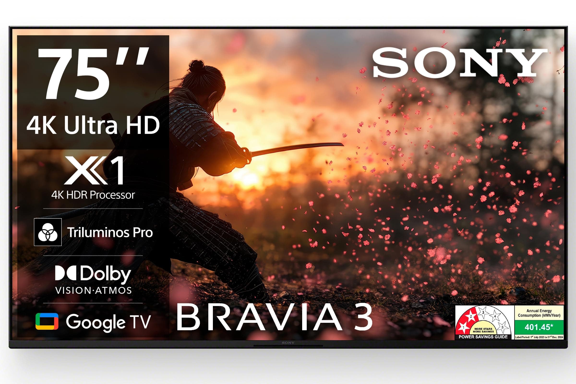 Sony BRAVIA 3 Series 89 cm (75 inches) 4K Ultra HD Smart LED Google TV K-75S30B (Black)