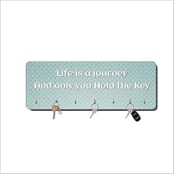 BIRD'S MIND Motivational Quotes Printed Key Holder with 7 Hooks Wall Mount for Home Living Room Office Key Hanger L x H 30 Cms x 11 Cms