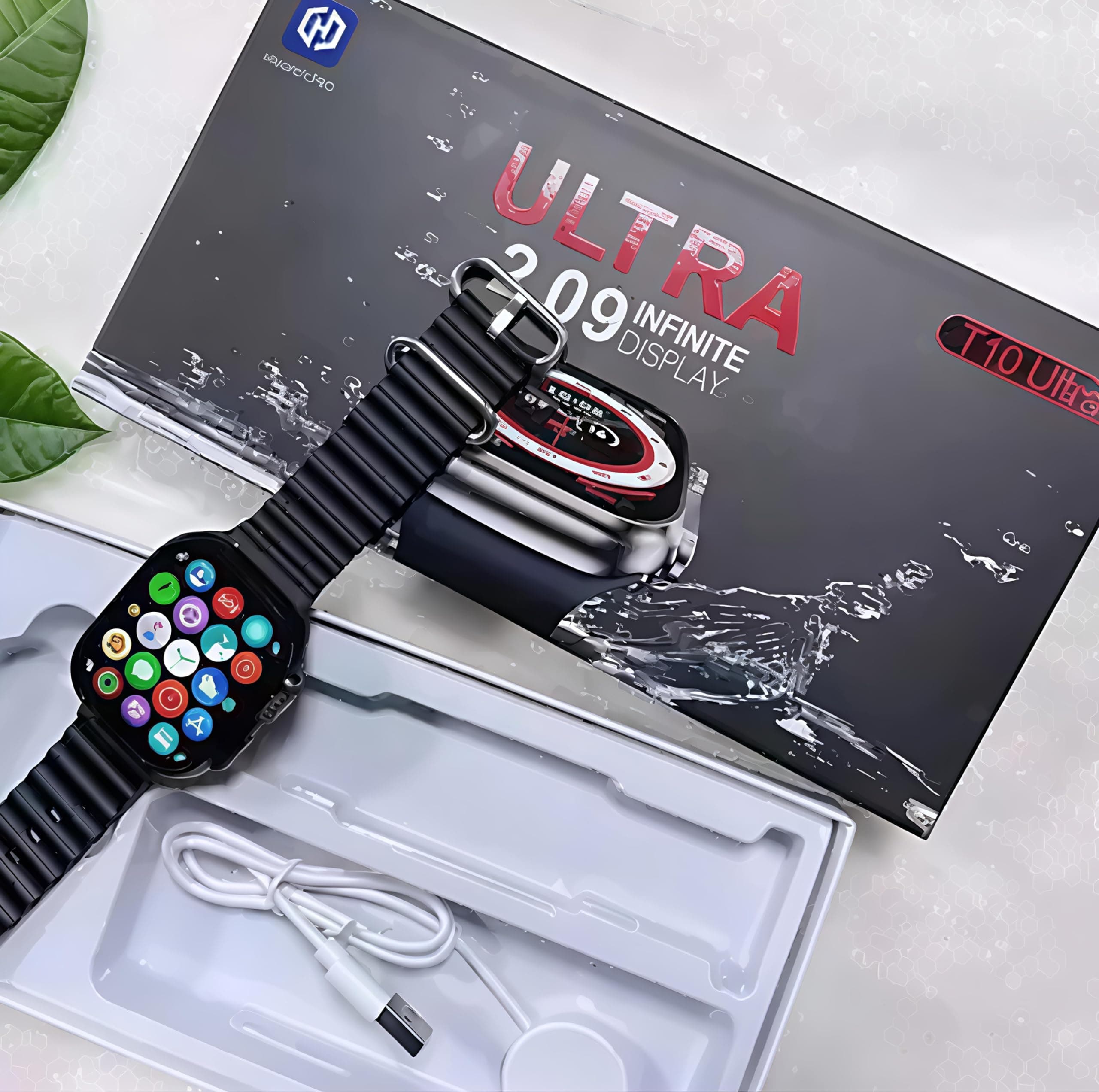 Smart T10 Ultra  2.09 Full-Touch Smartwatch, Wireless Charging, All-Day Fitness & Sleep Tracker, IP68 Waterproof, Bluetooth Call & Music Control