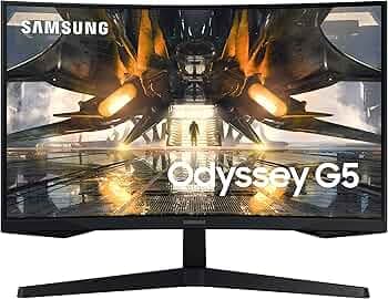 (Refurbished) Samsung 27-inch(68.5cm) Odyssey G5 Gaming, QHD 2K, 165Hz, 1ms, 1000R Curved Monitor, AMD FreeSync Premium, HDR10 (LS27AG550EWXXL, Black)
