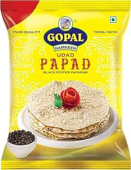 Gopal Namkeen Udad Papad 7 Inch 2kg (4x500gm)