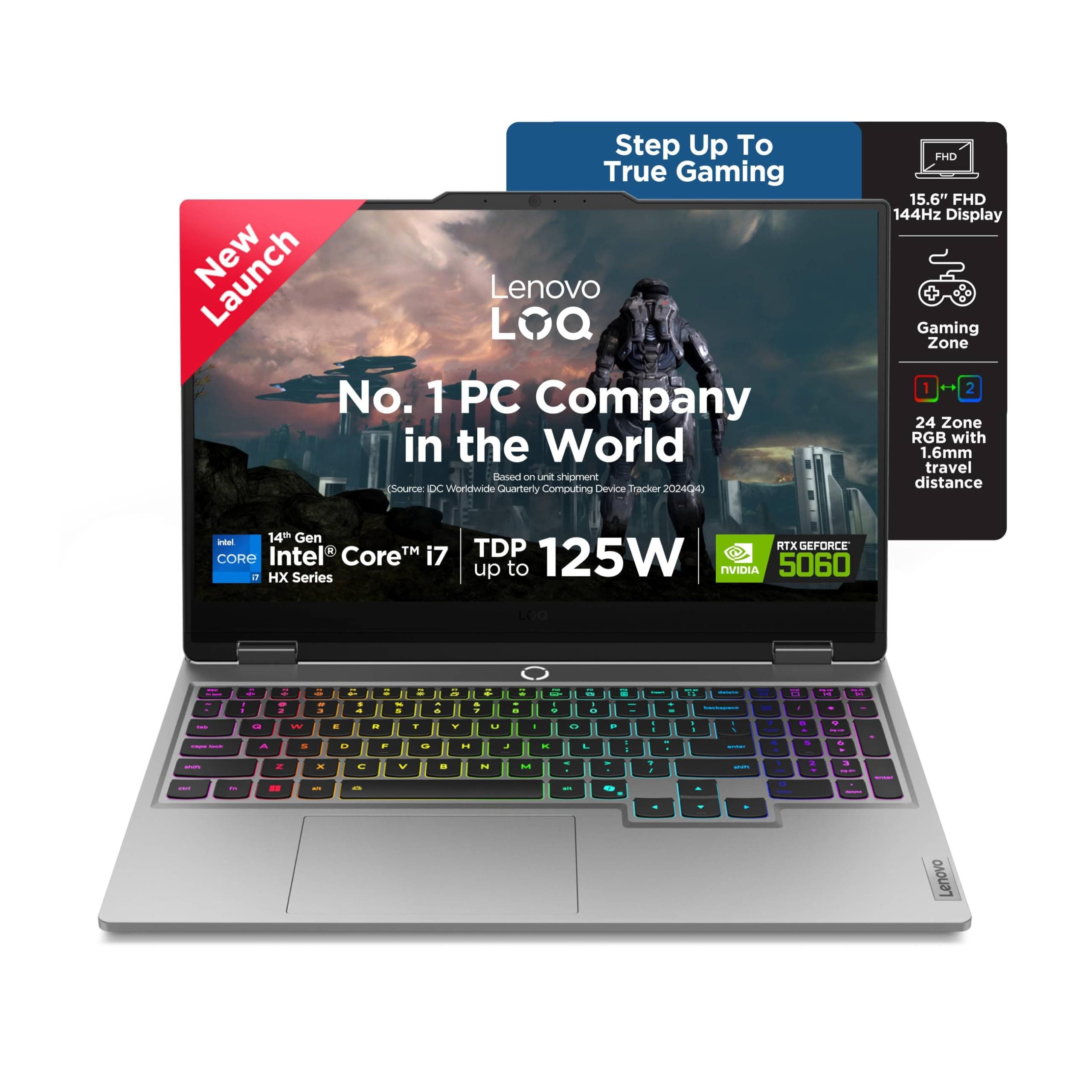 Lenovo LOQ 2025 Intel Core i7-14700HX| NVIDIA RTX 5060 8GB (16GB RAM/1TB SSD/144Hz Refresh Rate/572 AI TOPS/15.6" (39.6cm)/Windows 11/Office 2024/3 Mon. Game Pass/Grey/2.4Kg), 83JE00U5IN
