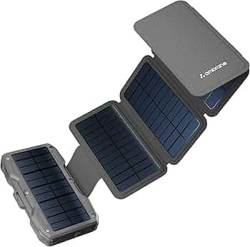 Ambrane Solar Powerbank 10000mAh with 5 Solar Panels, 4 Days Recharge time in Sunlight, 22.5W Fast Charging, USB & Type C Output for iPhone, Android &...