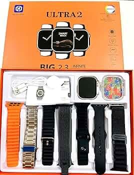 SE HUB Watch 8 Ultra 2 7 in 1-49 MM BT Calling Sports Mode Fitness 7 Belt with 1 Smart Watch for Men & Women Smartwatch (Black)