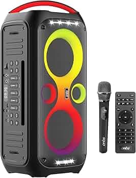 Artis SoundPro 500 Portable Bluetooth Party Speaker with TWS/USB/TF Card/AUX Input/Guitar Input/Wireless Mic & Wireless Remote (Black) (100W RMS Outpu...