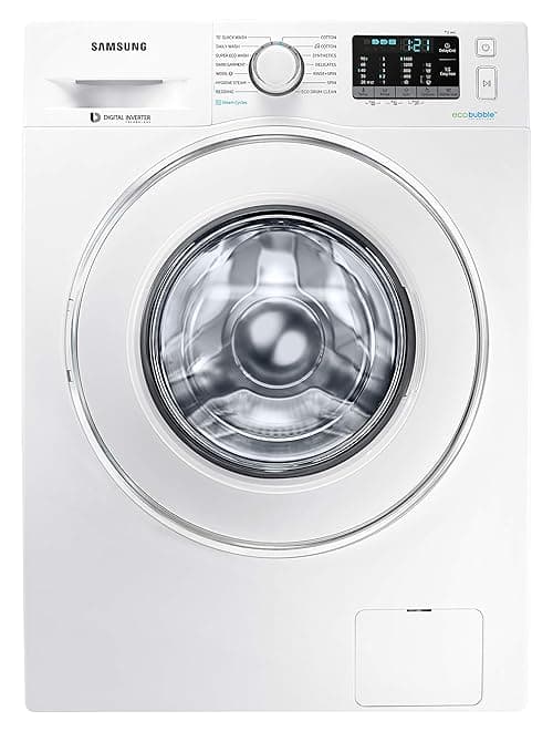 Samsung 8.0 Kg Inverter Fully-Automatic Front Loading Washing Machine (WW81J54E0IW/TL, White, Hygiene Steam) Washing Machines & Dryers