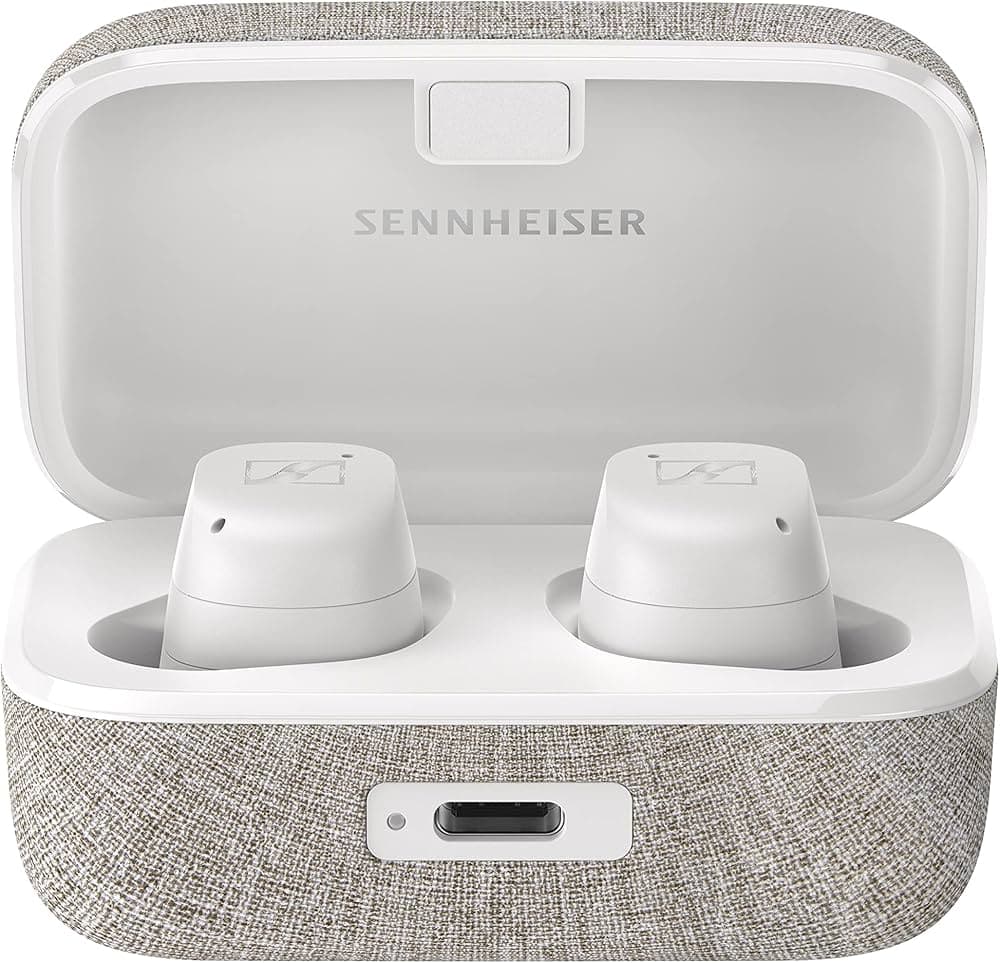 (Renewed) Sennheiser Momentum True Wireless 3 Earbuds - Bluetooth in-Ear Headphones for Music and Calls with Adaptive Noise Cancellation (ANC), IPX4, Qi Wireless Charging and 28-Hour Battery Life, White