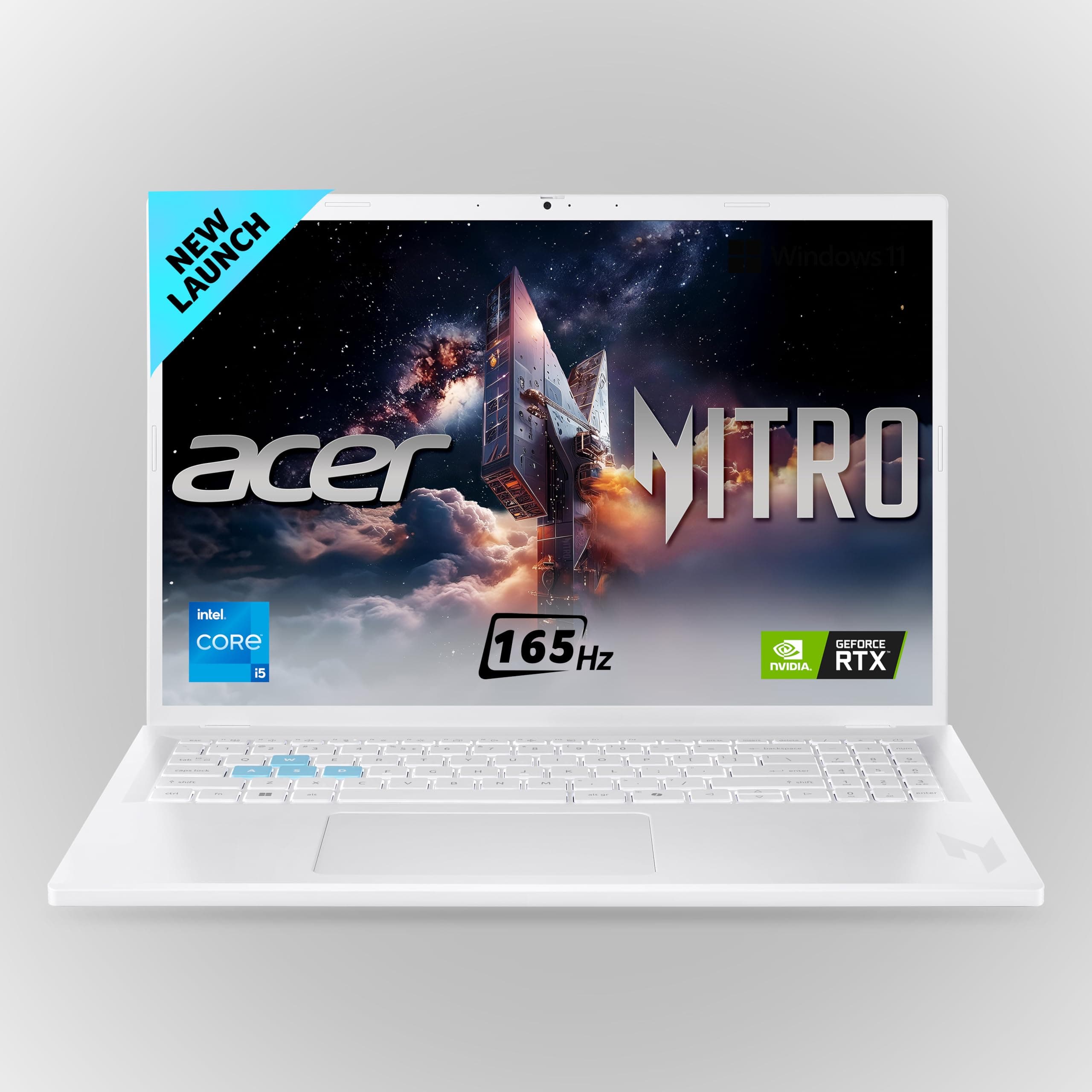 Acer Nitro Lite 16, Intel Core i5-13420H Processor,NVIDIA GeForce RTX 3050-6 GB GDDR6, 16GB/ 512 GB, 16.0"/40.64 cm, 165 Hz, Win 11 Home, White, 1.95 kg, NL16-71G, Backlit KB,Gaming Laptop