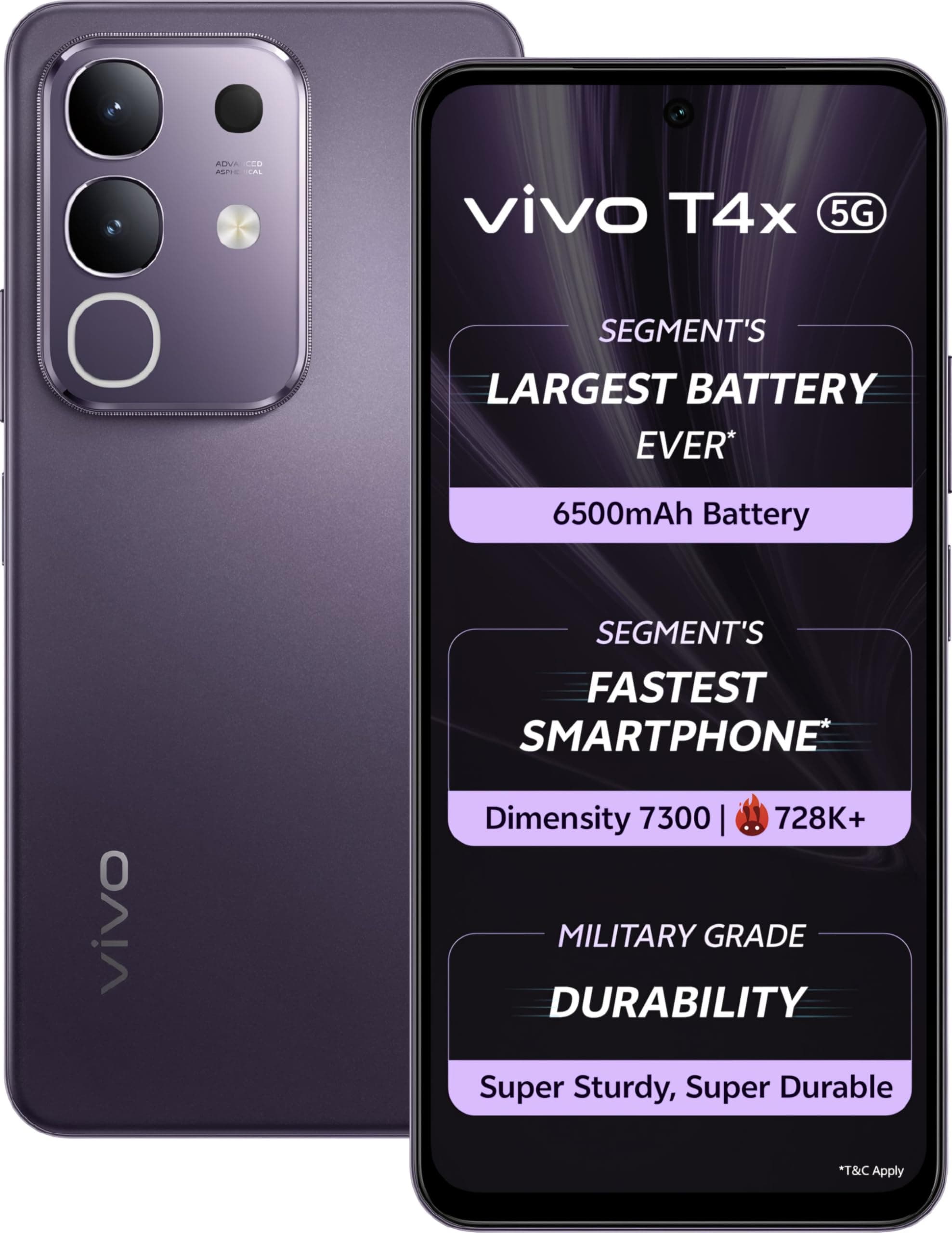 VIVO T4x 5G (Pronto Purple, 8GB RAM + 256GB Storage)