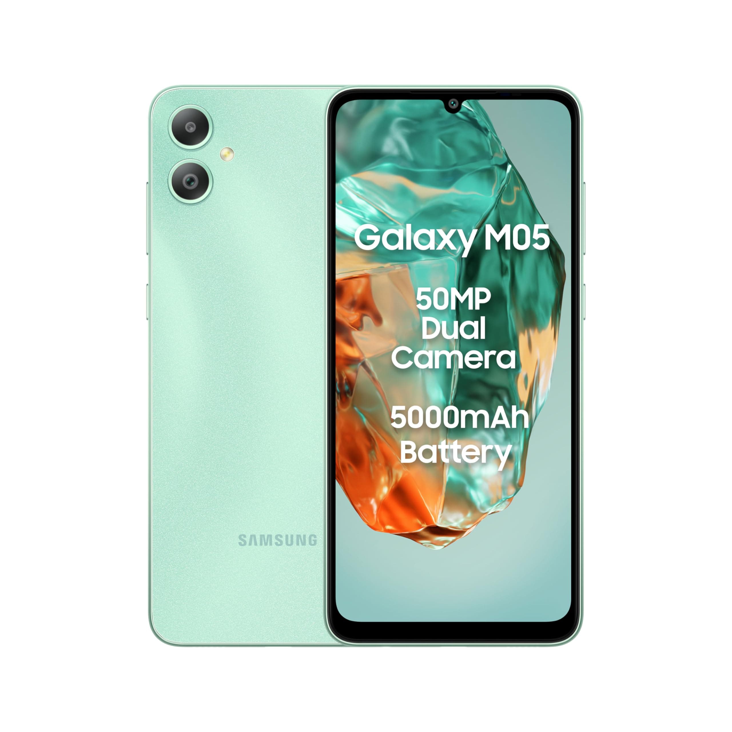 Samsung Galaxy M05 (Mint Green, 4GB RAM, 64 GB Storage) | 50MP Dual Camera | Bigger 6.7" HD+ Display | 5000mAh Battery | 25W Fast Charging | 2 Gen. OS...