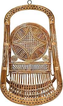 Cane Crafts Wooden Bamboo Cane (Bait) Hanging Chair Garden Jhoola Wooden Bamboo Cane Jhula For Adults Outdoor Cane Swing Chair for Kids Wooden Uyyala ...