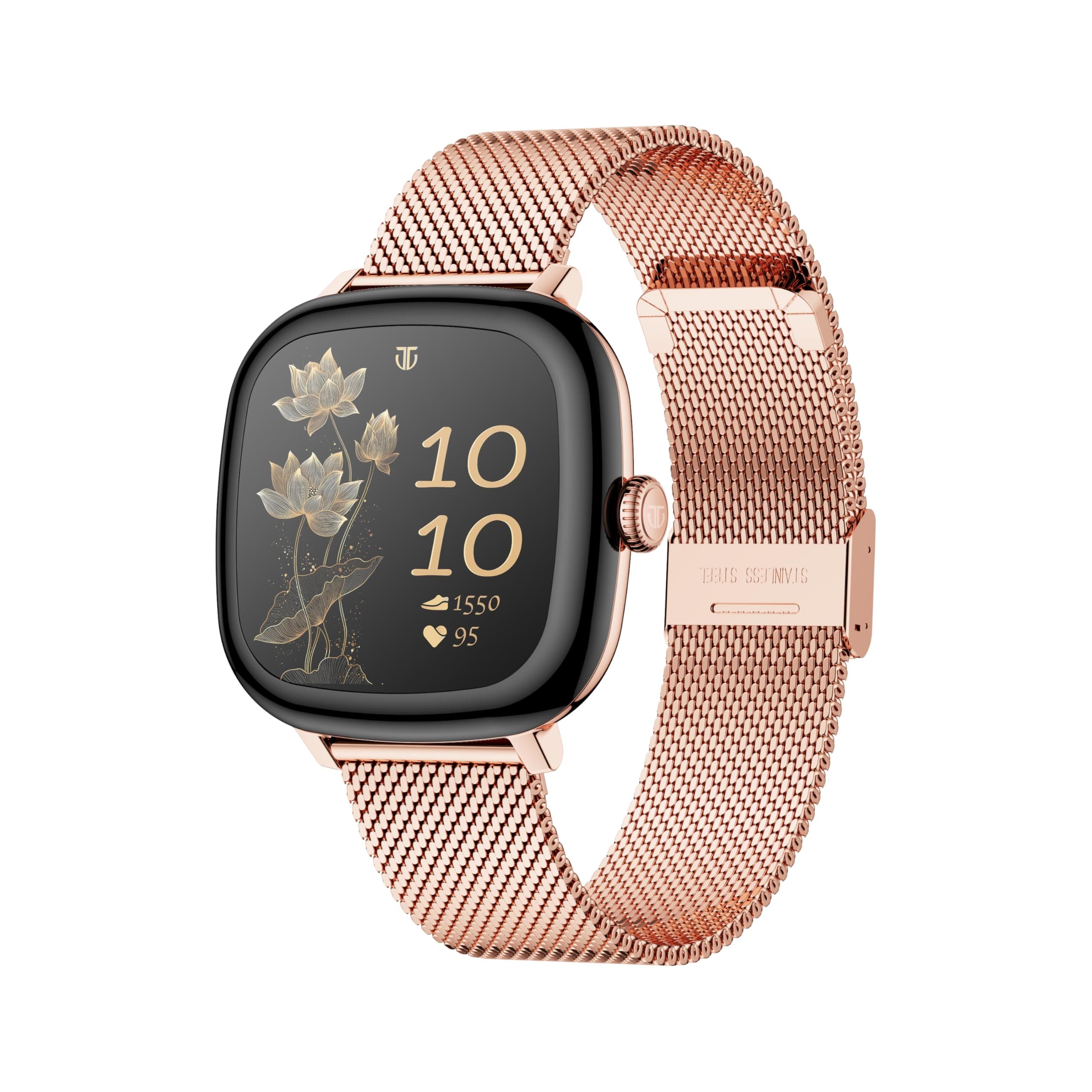 Titan AiRA 1.70" AMOLED Metal Case Square Display Smart Watch with Silicone Strap Stress Monitoring, 1000 Nits, Functional Crown, AI Enabled, IP68 Wat...
