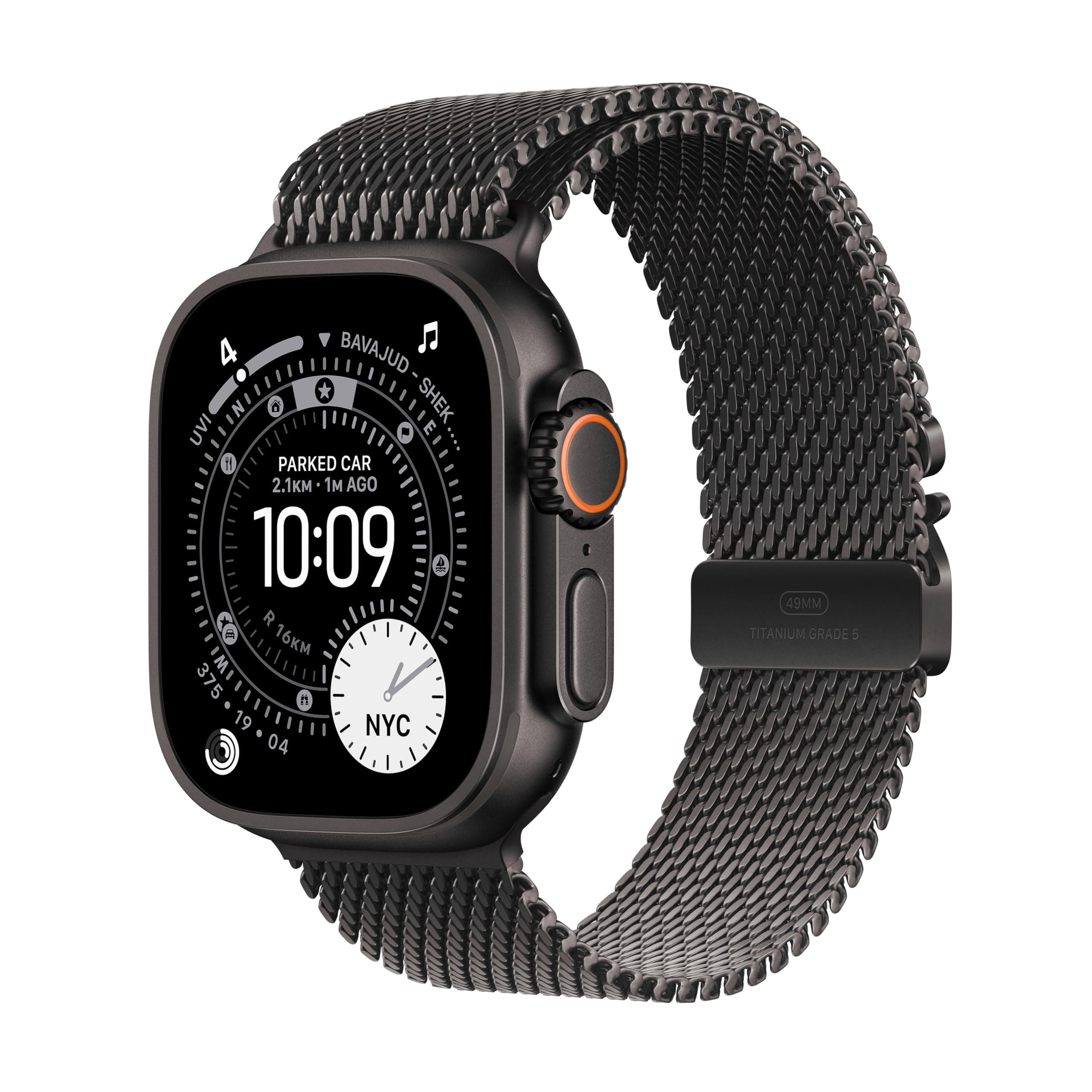 Apple Watch Ultra 3 GPS + Cellular 49mm Black Titanium Case with Black Titanium Milanese Loop - Medium