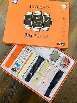 SE HUB Watch 8 Ultra 2 7 in 1-49 MM BT Calling Sports Mode Fitness 7 Belt with 1 Smart Watch for Men & Women Smartwatch (Orange)