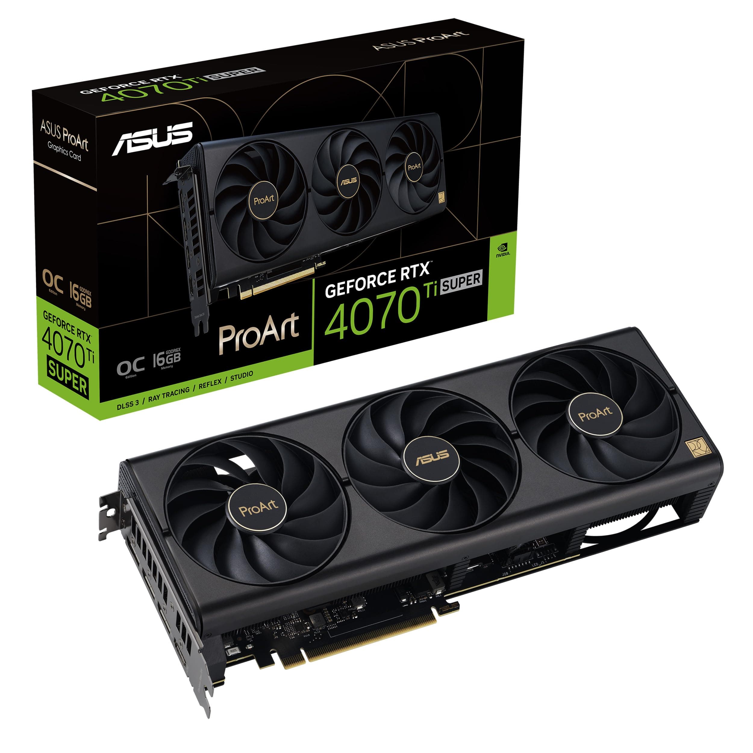 ASUS ProArt GeForce RTX 4070 Ti Super OC Edition Graphics Card (PCIe 4.0, 16GB GDDR6X, DLSS 3, HDMI 2.1a, DisplayPort 1.4a)