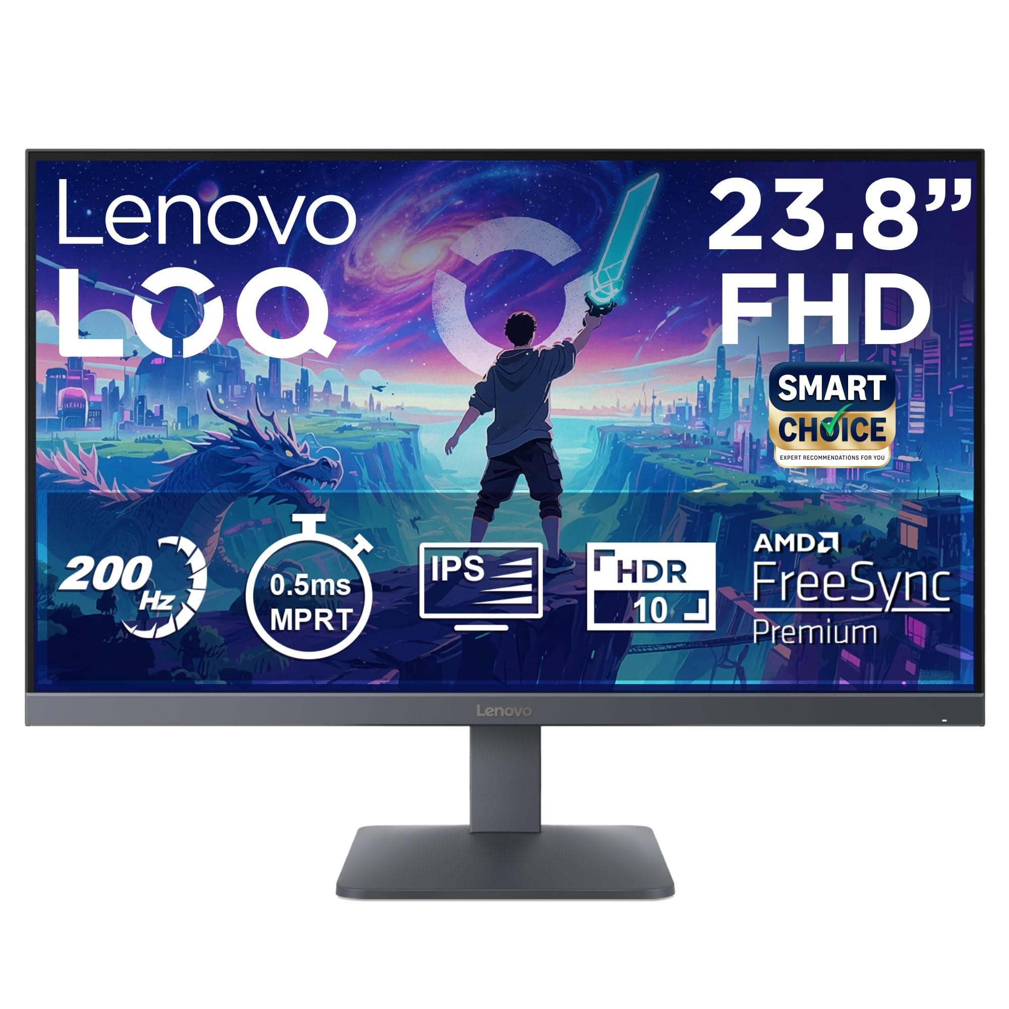 Lenovo LOQ 24-10 | 23.8" (60.45cm) FHD (1920x1080) IPS 200Hz Gaming Monitor | 0.5ms, HDR10 Compliance, AMD FreeSync, 99% sRGB, 2xHDMI 2.1 TMDS, 1xDP 1...
