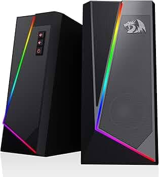 (Refurbished) Redragon GS520 Anvil RGB Desktop Speakers, 2.0 Channel PC Computer Stereo Speaker with 6 Colorful LED Modes, Enhanced Sound and Easy-Acc...