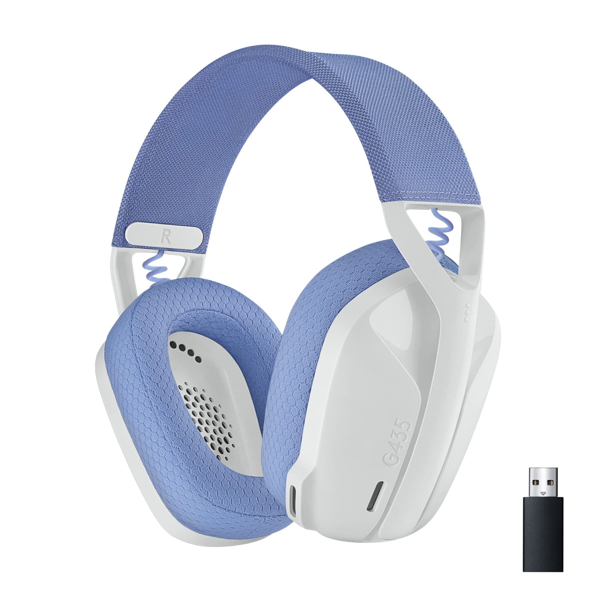 Logitech G435 Lightspeed and Bluetooth Wireless Over Ear Gaming Headphones - Lightweight, with mics, 18h Battery, Compatible