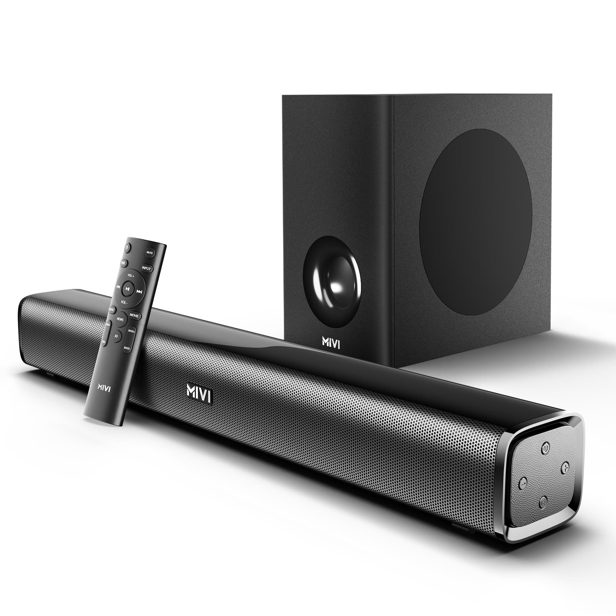 Mivi Nex 200 Soundbar [New Launch], 200 Watts, 2.1 Channel System with Sound bar and Subwoofer, Nex PowerStage Audio, Multiple Input Modes, Made in In...