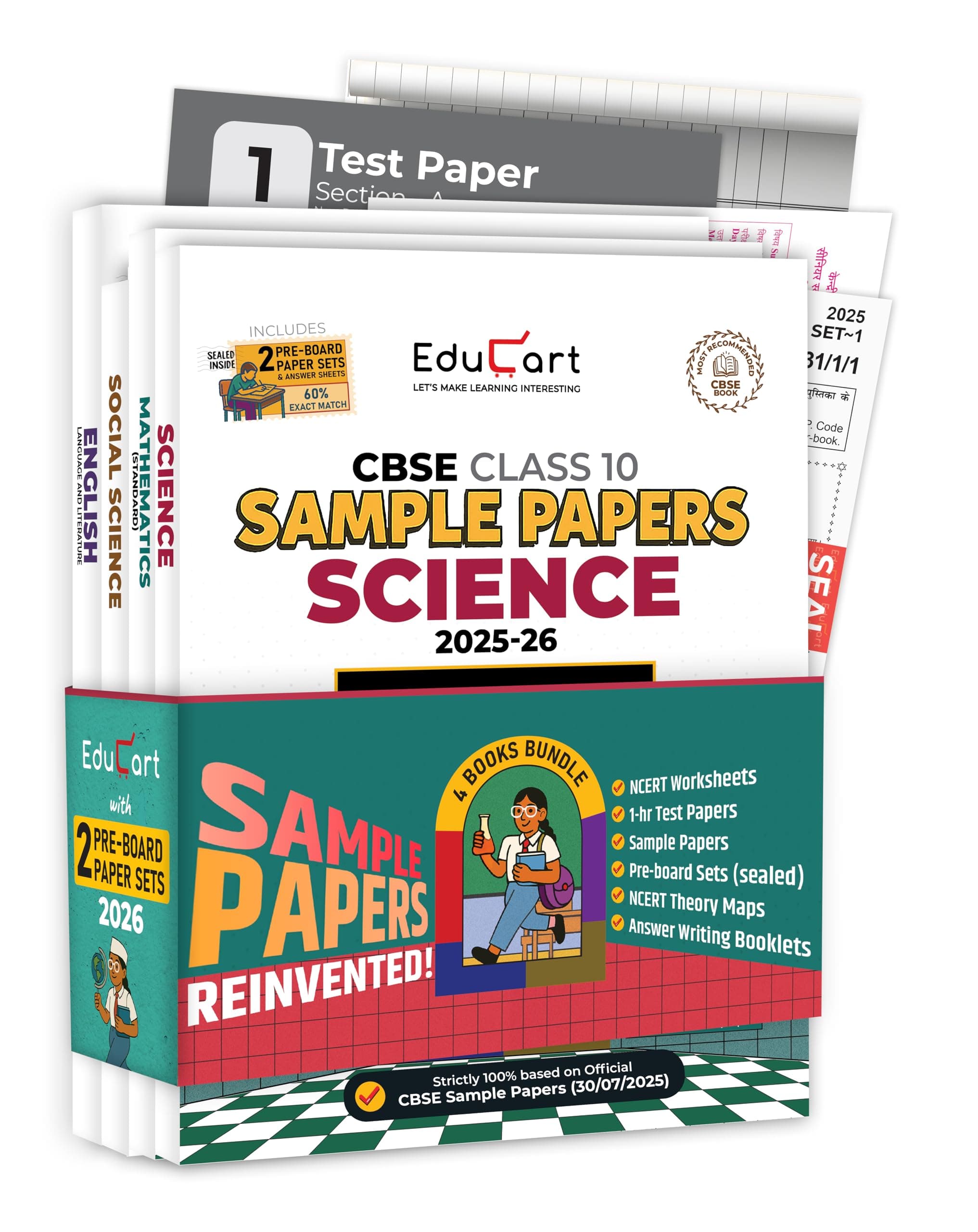 Educart CBSE Sample Paper Class 10 2025-26 - Science, Mathematics Standard, Social Science & English (Introducing exclusive step-by-step new practice ...