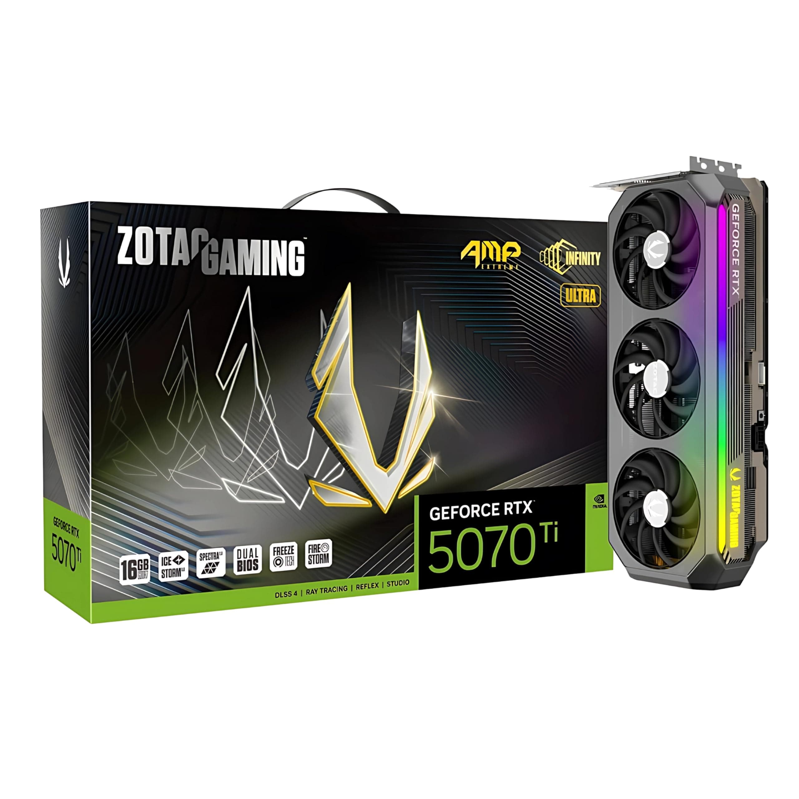 ZOTAC Gaming GeForce RTX 5070 Ti AMP Extreme Infinity Ultra Graphics Card - Black | 16 GB | DLSS 4 | GDDR7 | 256 bit | IceStorm 3.0 Advanced Cooling |...
