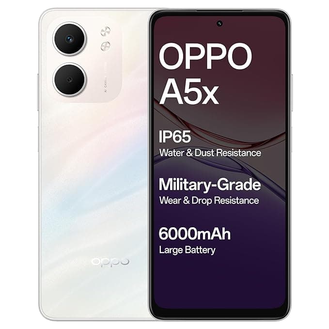 OPPO A5X 4G (Laser White, 4GB RAM, 128GB Storage) with Exchange Bonus or No Cost EMI