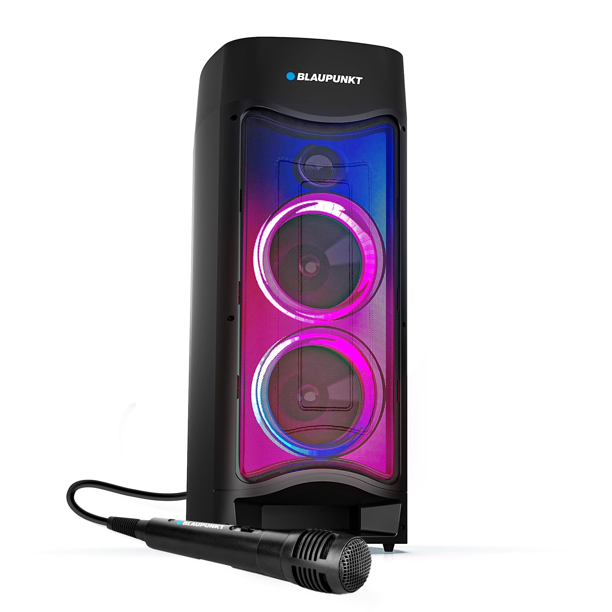 Blaupunkt Newly Launched Rock & Roll Hitz 75W Wireless Speaker with Dynamic RGB Lights and Wired Karaoke Mic-Ultimate Sound for Unforgettable Parties