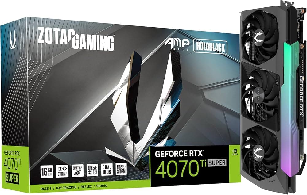 ZOTAC NVIDIA Gaming GeForce RTX 4070 Ti Super AMP Holo 16 GB GDDR6X Graphics Card ()