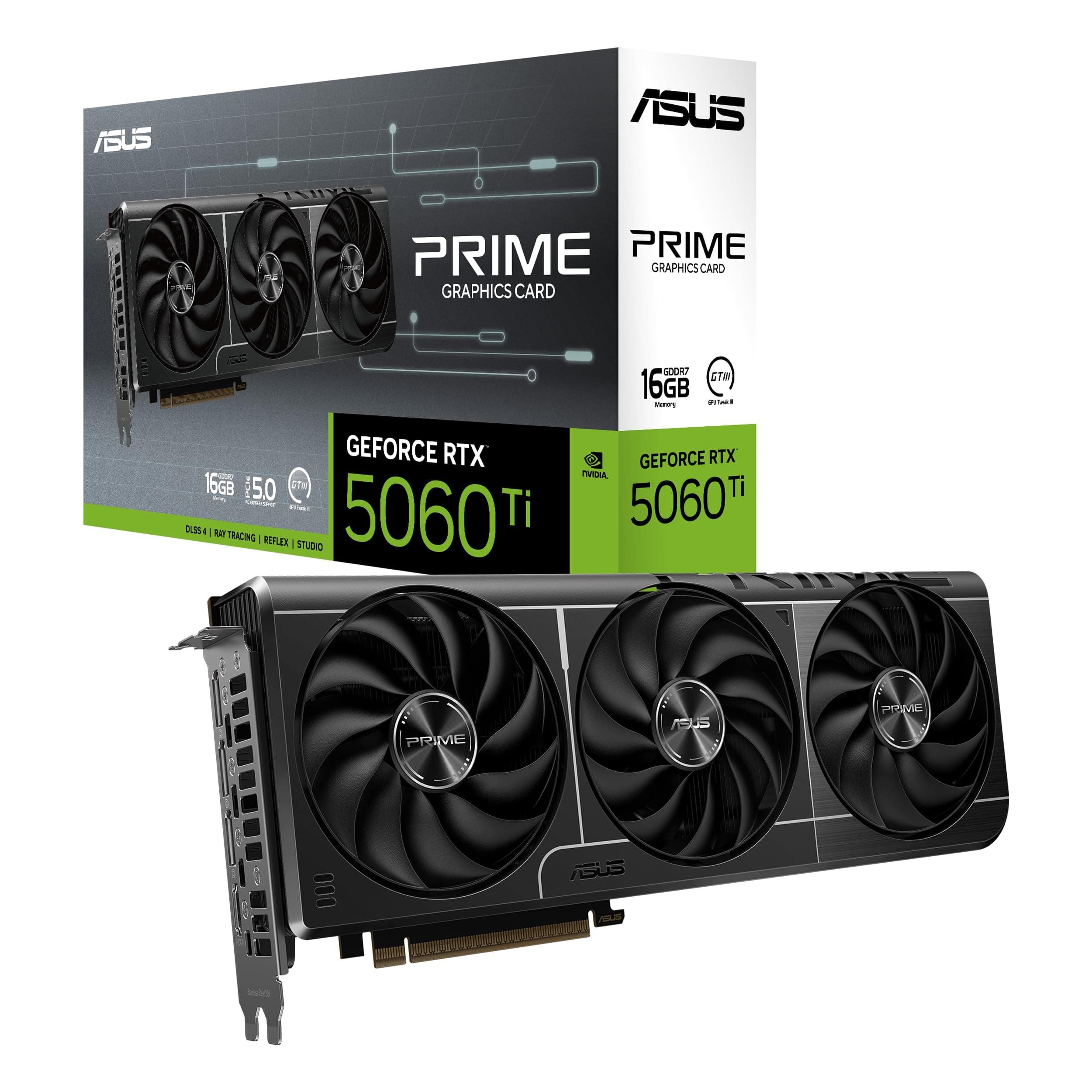 ASUS Prime GeForce RTX™ 5060 Ti 16GB GDDR7 Graphics Card (PCIe® 5.0, 16GB GDDR7, HDMI®/DP 2.1, 2.5-Slot, Axial-tech Fans, ...