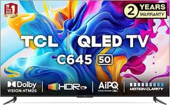 TCL 126 cm (50 inches) 4K Ultra HD Smart QLED Google TV 50C645 (Black)