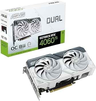 ASUS Dual GeForce RTX 4060 Ti White OC Edition 8GB GDDR6 Gaming Graphics Card with Two Powerful Axial-tech Fans and a 2.5-Slot Design for Broad Compat...