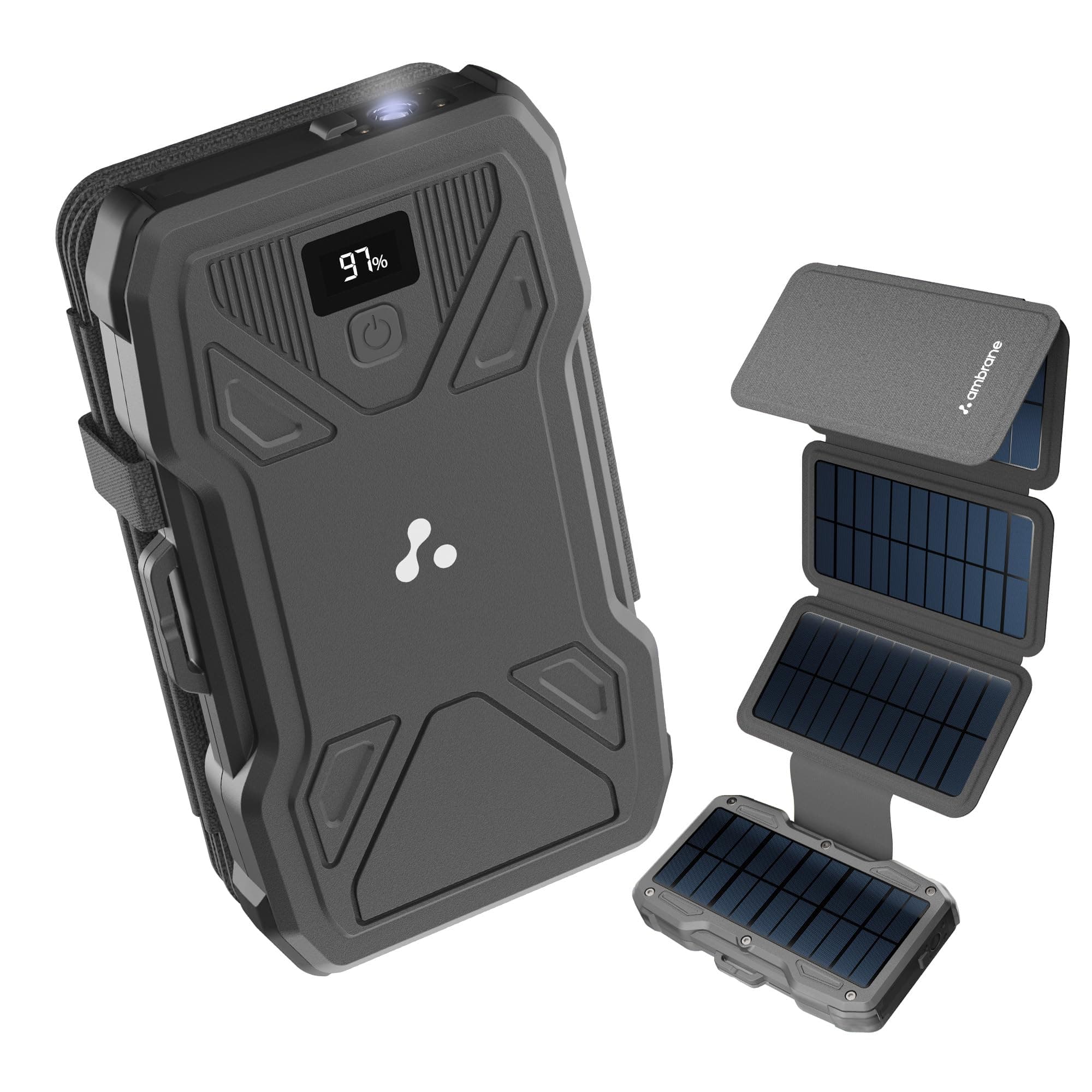 Ambrane Solar Powerbank 10000mAh with 5 Solar Panels, 4 Days Recharge time in Sunlight, 22.5W Fast Charging, USB & Type C Output for iPhone, Android &...