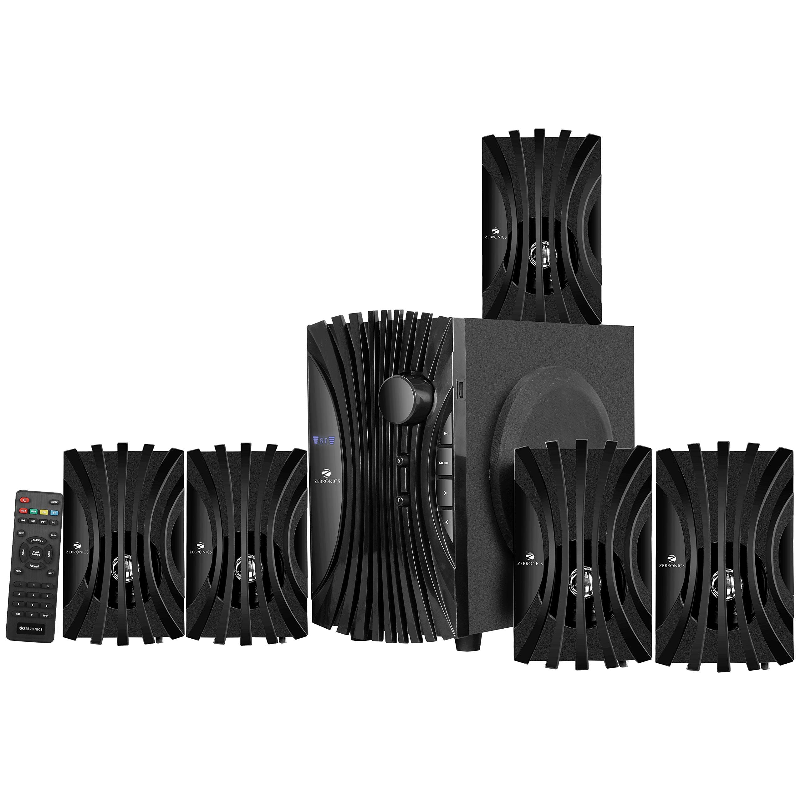 Zebronics Zeb-Twist 5.1 Multimedia Speaker with Bluetooth Supporting,USB,AUX,Built-in FM and Remote Control(Black)