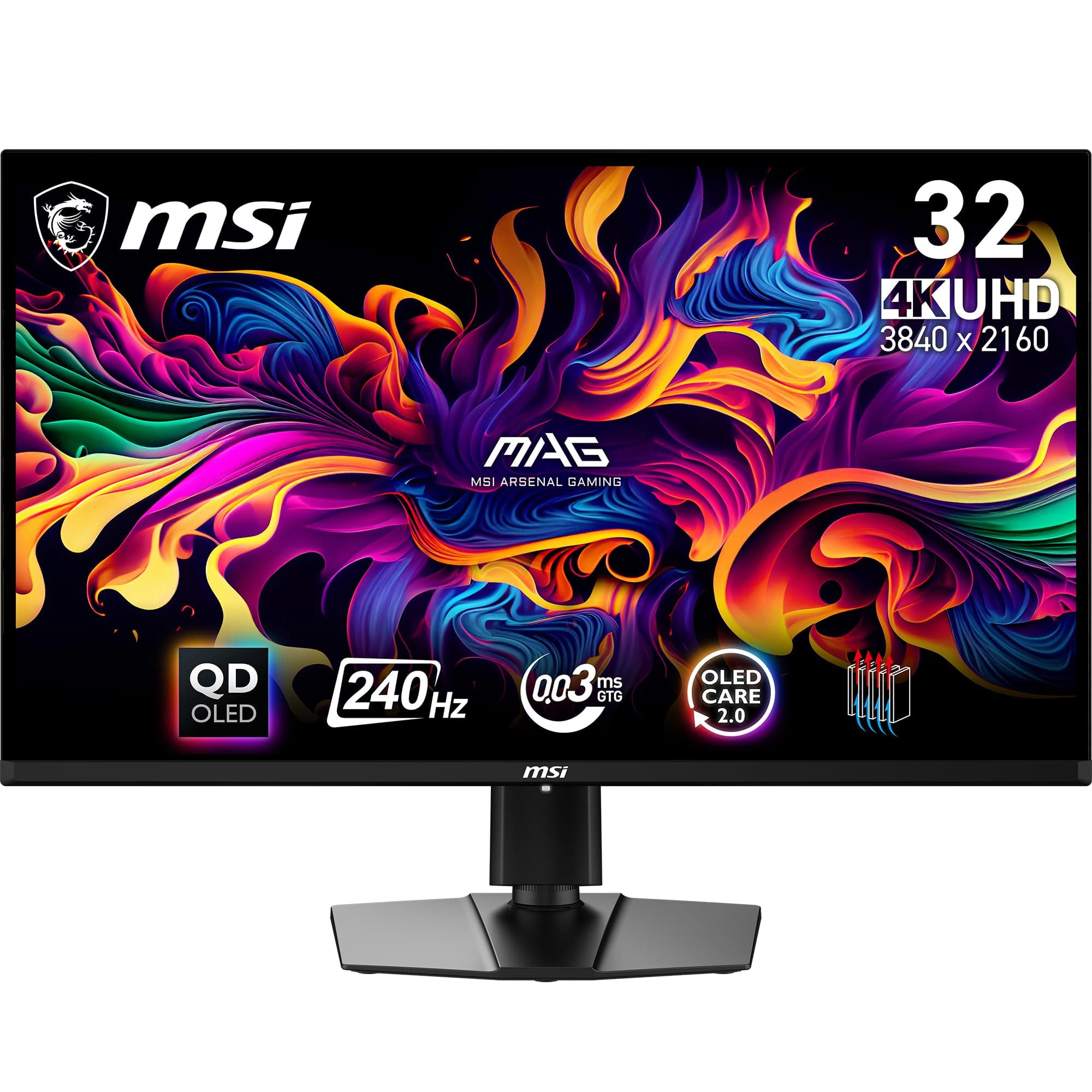 MSI MAG 321UPX QD-OLED 31.5 Inch 4K UHD Flat Gaming Monitor - 3840 x 2160 Quantum Dot OLED Panel, 240Hz / 0.03ms, 99% DCI-P3, DisplayHDR True Black 40...
