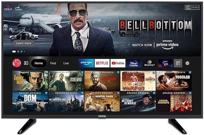 Onida 108 cm (43 inches) Full HD Smart LED Fire TV 43FIF1 (Black) (2021 Model) | Voice Remote with Alexa Smart Televisions