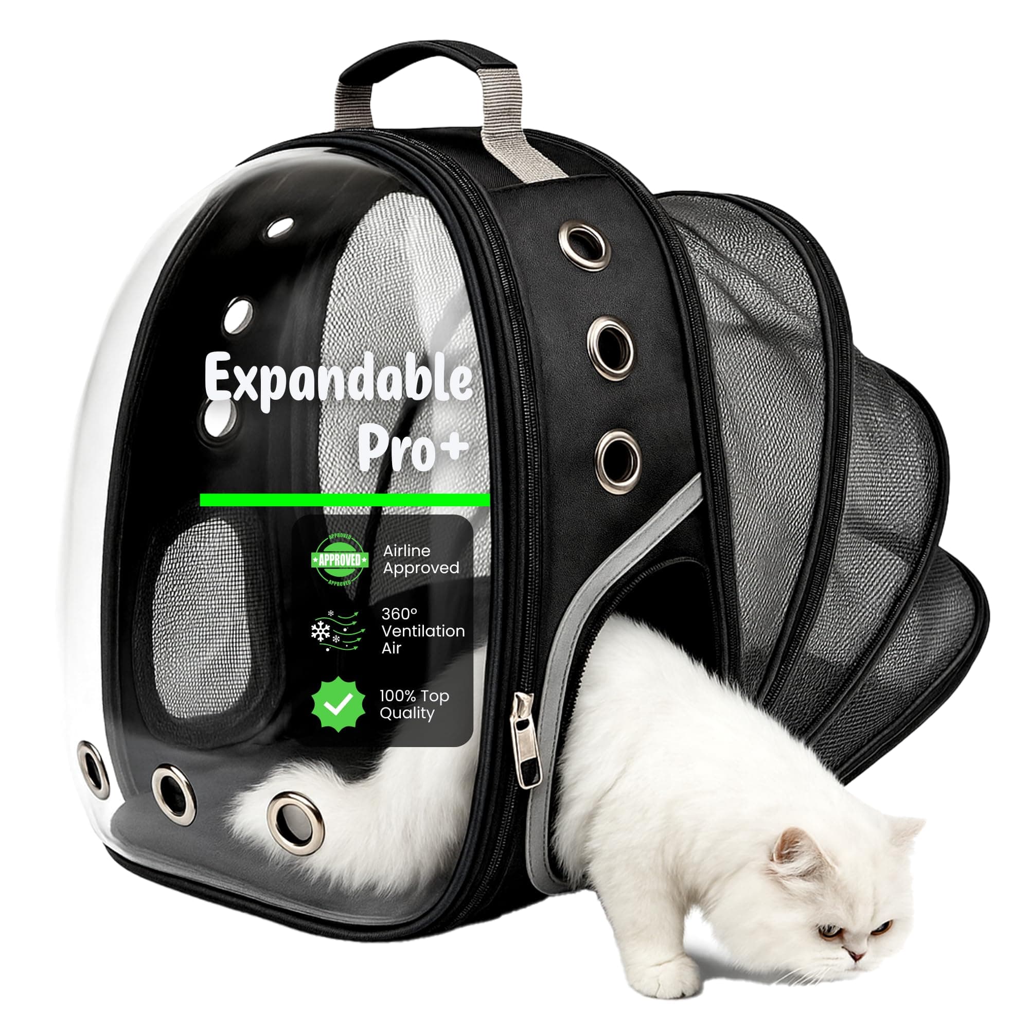 Buraq Back Expandable Astronaut Transparent Pet Carrier Backpack - For Travel | Hiking | Outdoor Activities | Designed with Breathable Space | Ventilated | Airline-Approved | Sturdy Pad | for Puppy & Cats