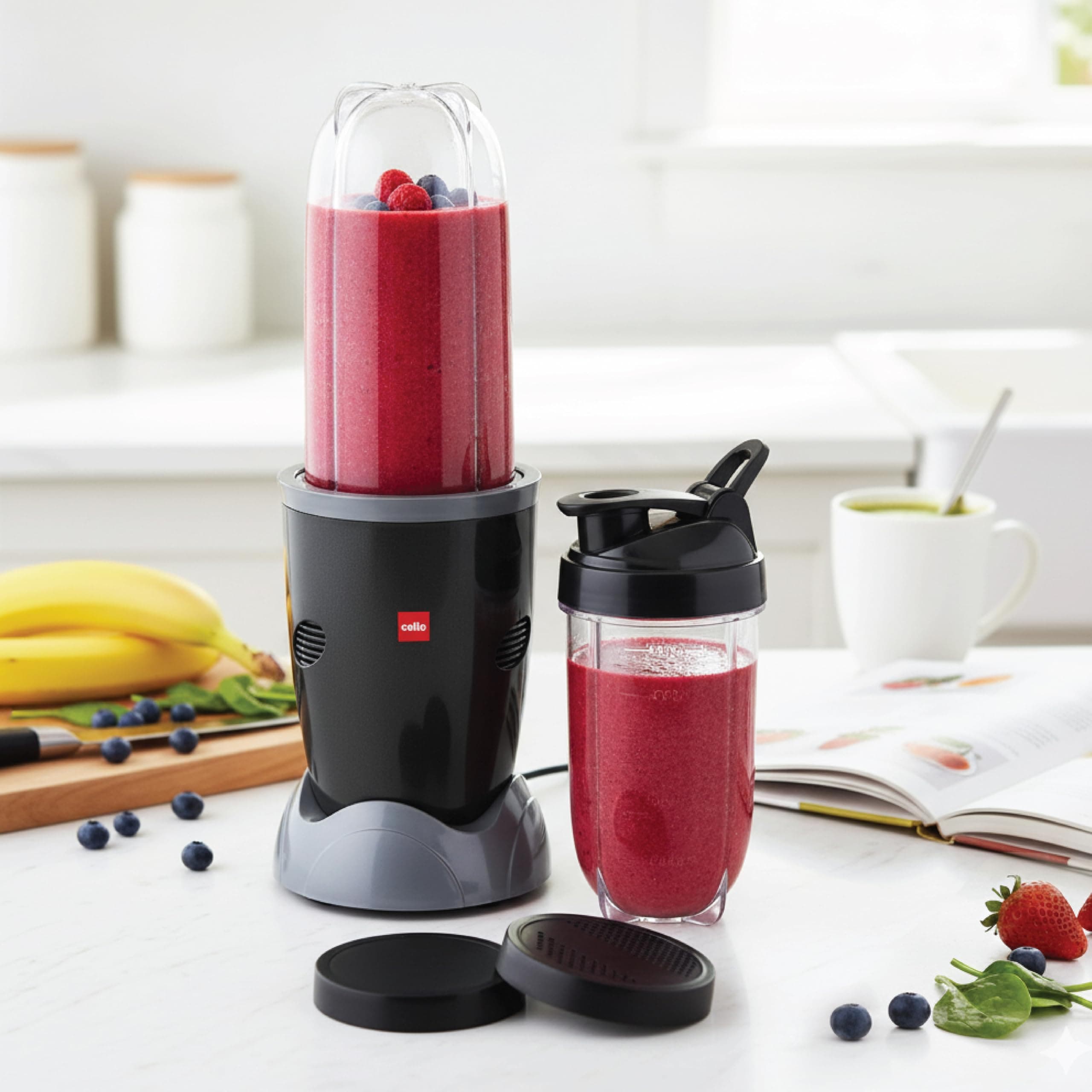 Cello Trion Nutri Max Pro 2J Juicer Mixer Grinder 500W, Black | 1 Blended Jar 500ml + 1 Sipper Bottle 500ml, Copper Motor | Juicer Mixer Grinder For K...