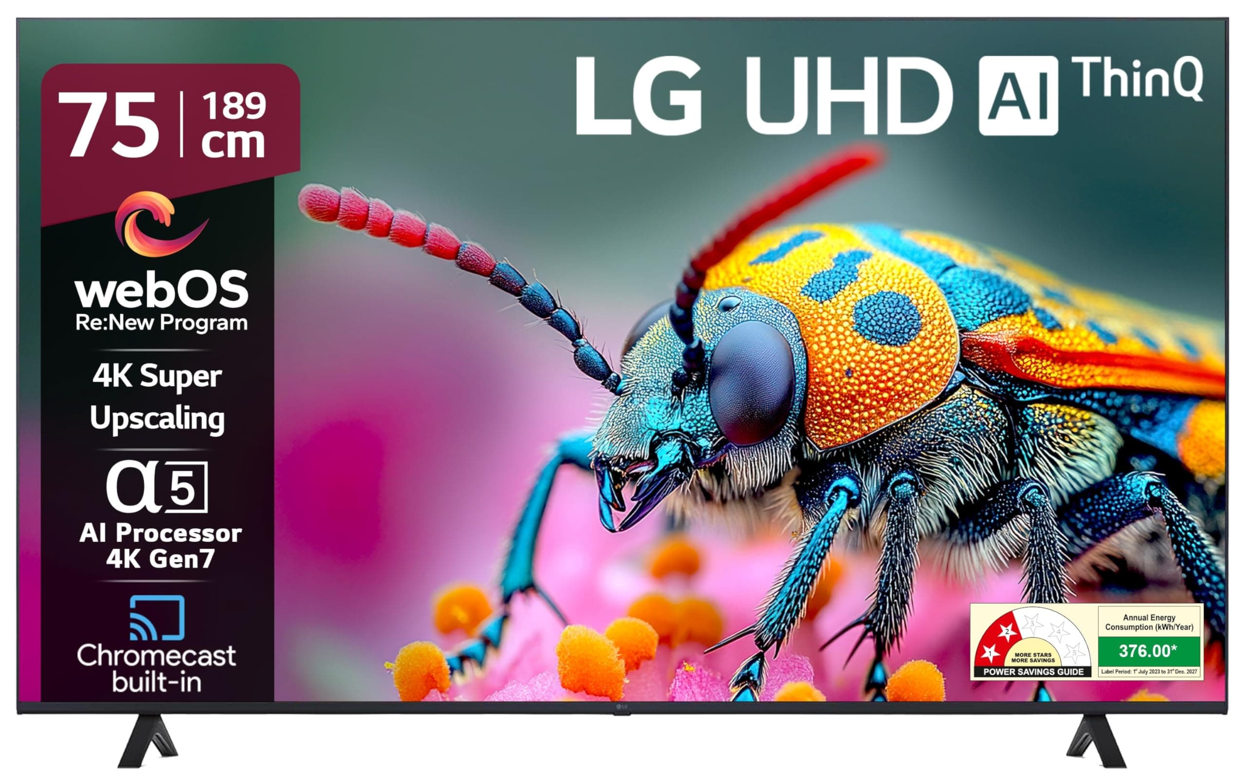 LG 189 cm (75 Inches) UT80 Series 4K Ultra HD (3840 x 2160) Smart webOS LED TV 75UT80406LA