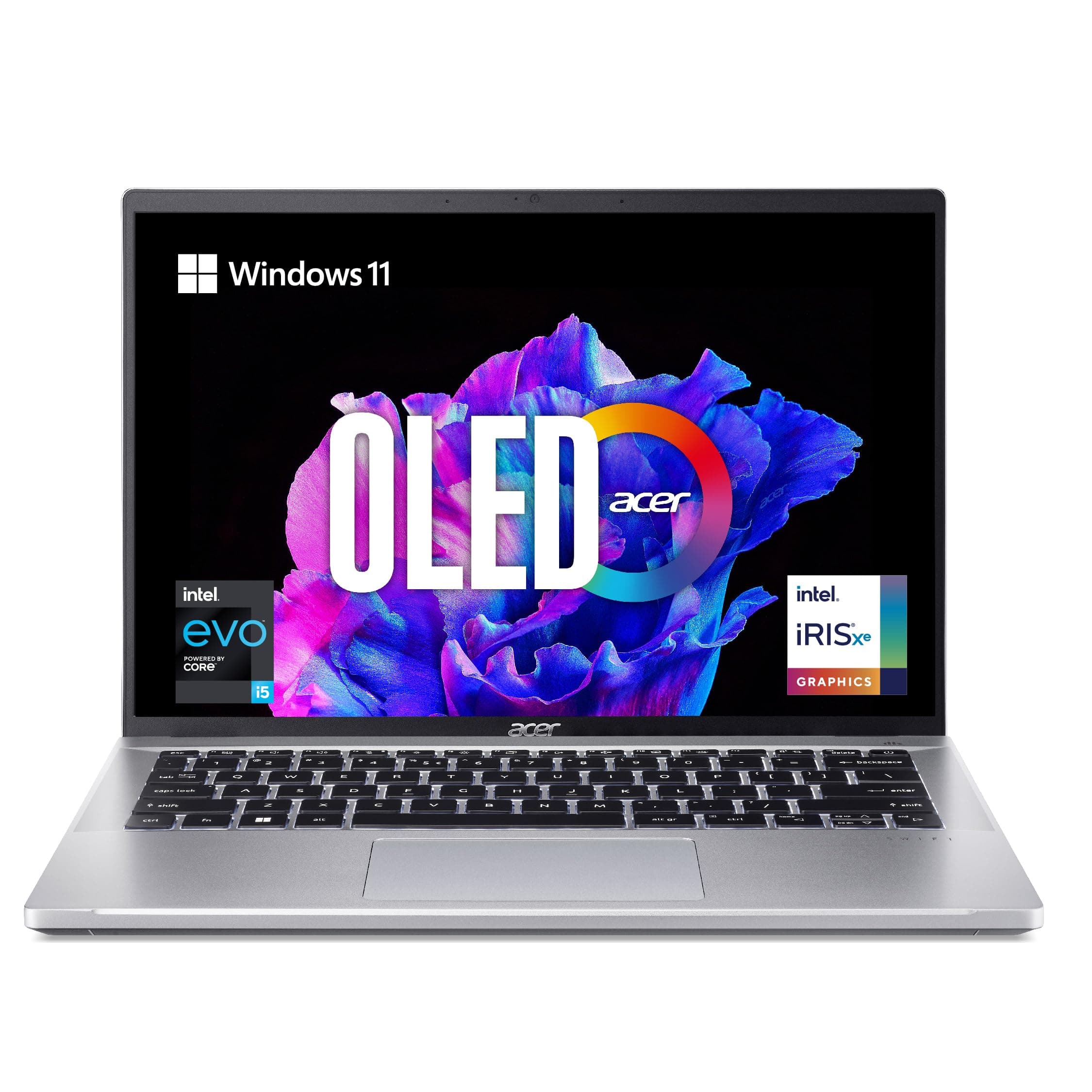 Acer Swift Go OLED Display Thin and Light Premium Laptop Intel Core i5 13th Gen (16GB/ 512 GB SSD/Windows 11 Home/MS Office Home and Student) Pure Silver, SFG14-71, 35.56 cm (14.0 Inch)