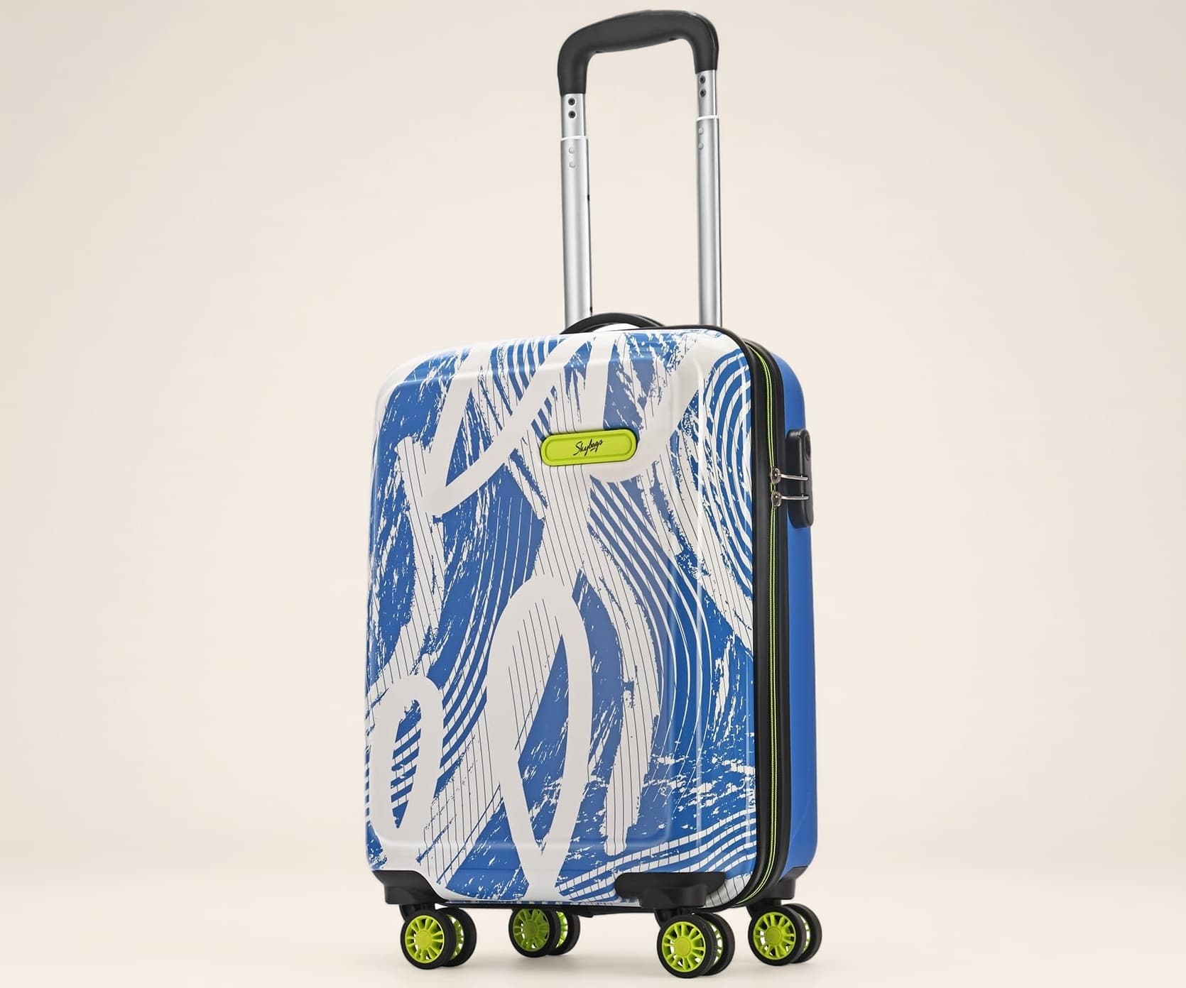 Skybags Stroke Cabin Hard Luggage (55 cm) | Printed Luggage Trolley with 8 Wheels and in-Built Combination Lock | Unisex