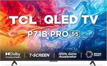TCL 139 cm (55 inches) 4K Ultra HD Smart QLED Google TV 55P71B Pro (Black)