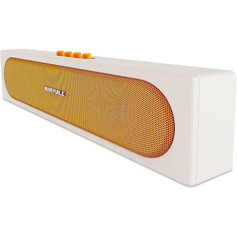 Nu Republic Replay Bar Wireless Speaker, 16W Max Output, Up to 12 Hours Playback, Dual 52mm Dynamic Drivers, X-Bass Technology – Beige