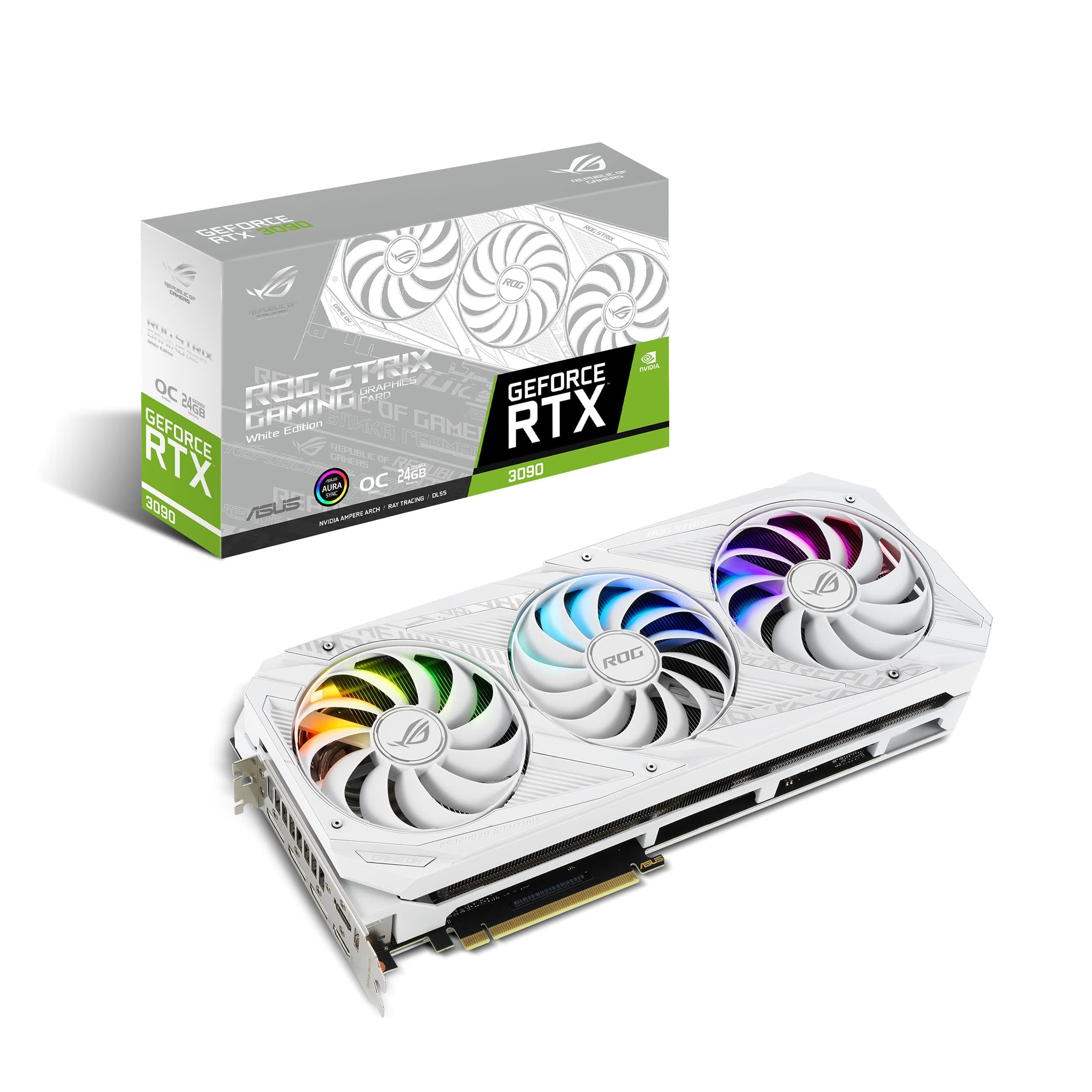 ASUS ROG STRIX NVIDIA GeForce RTX™ 3090 White OC Edition Gaming Graphics Card (PCIe 4.0, 24GB GDDR6X, HDMI 2.1, DisplayPort 1