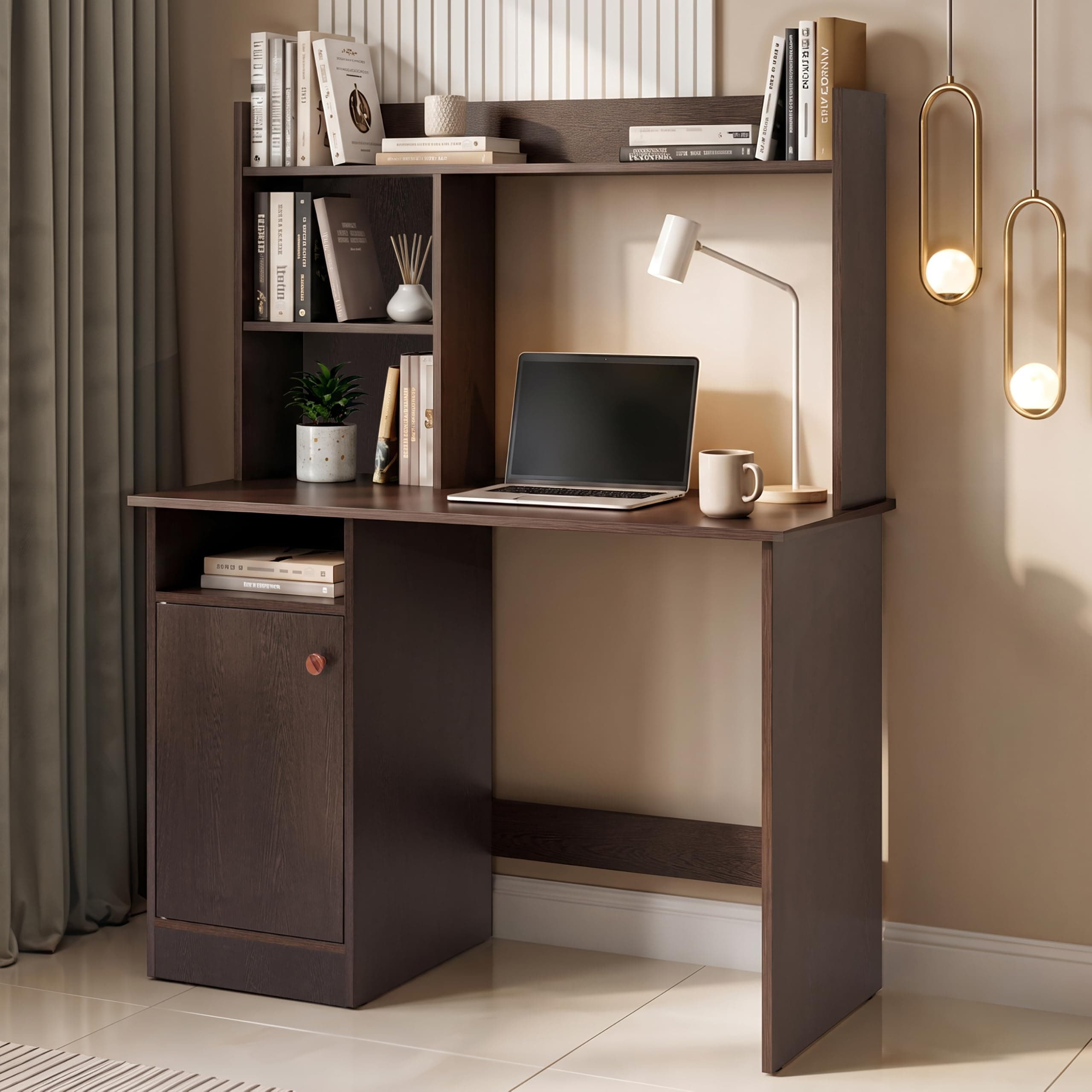 ABOUT SPACE Wooden Study Table with Hutch & Bottom Storage - Office Desk - Office Table for Laptop, PC-Engineering Wood Working, Drawing, Computer Tab...