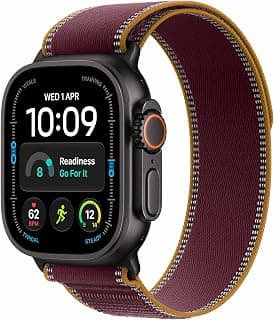 Apple Watch Ultra 4 GPS + Cellular 49mm Smartwatch | Black Titanium Case, Burgundy Trail Loop - M/L. Advanced Health + Fit...